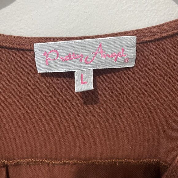 Pretty Angel Linen Blend Blouse Tunic Dress Women’s Large Brown Boho Goblincore - Picture 4 of 7